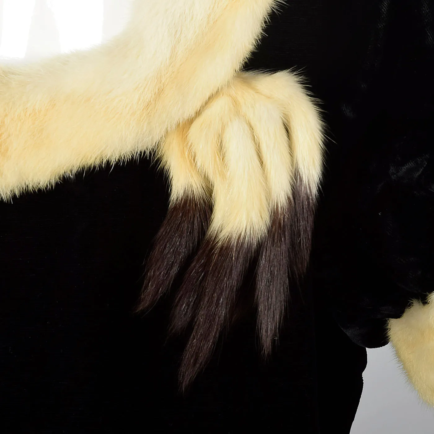 1930s Black Velvet Dress with Fur Collar