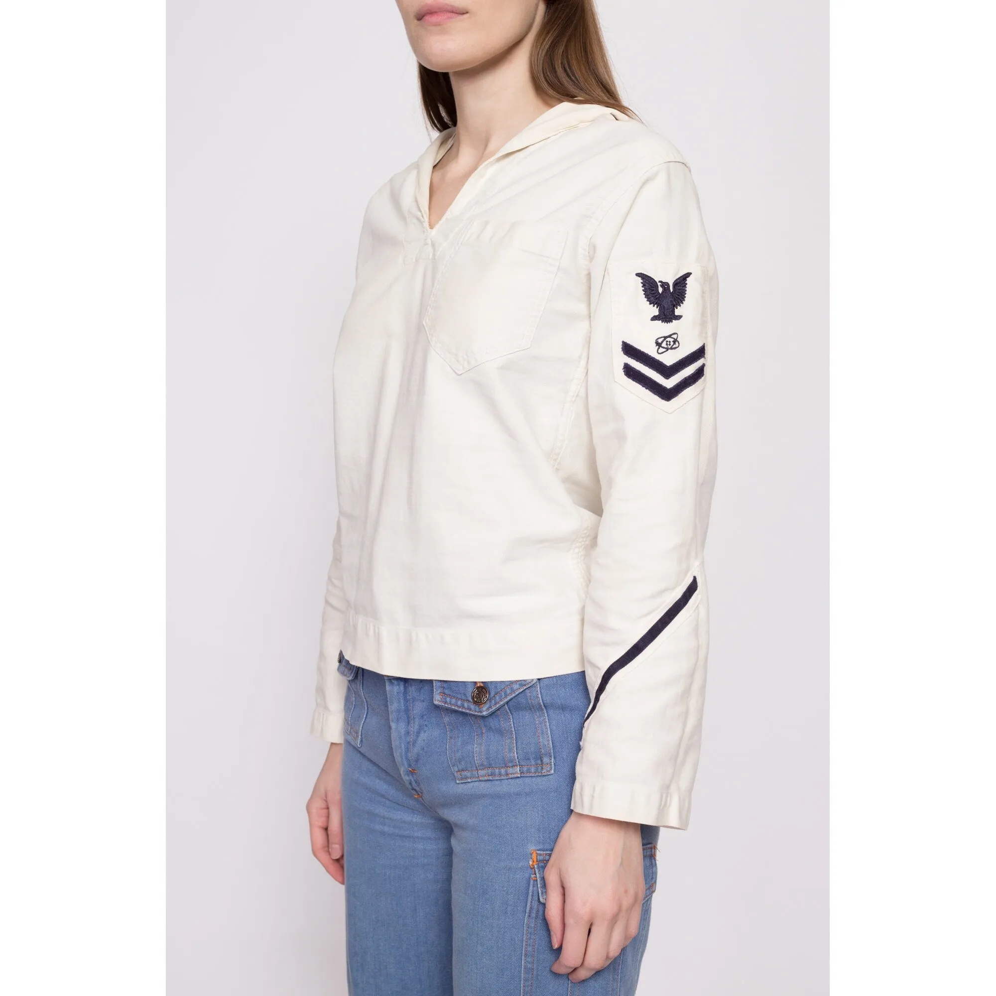 1940s US Navy Middy Sailor Shirt - Extra Small