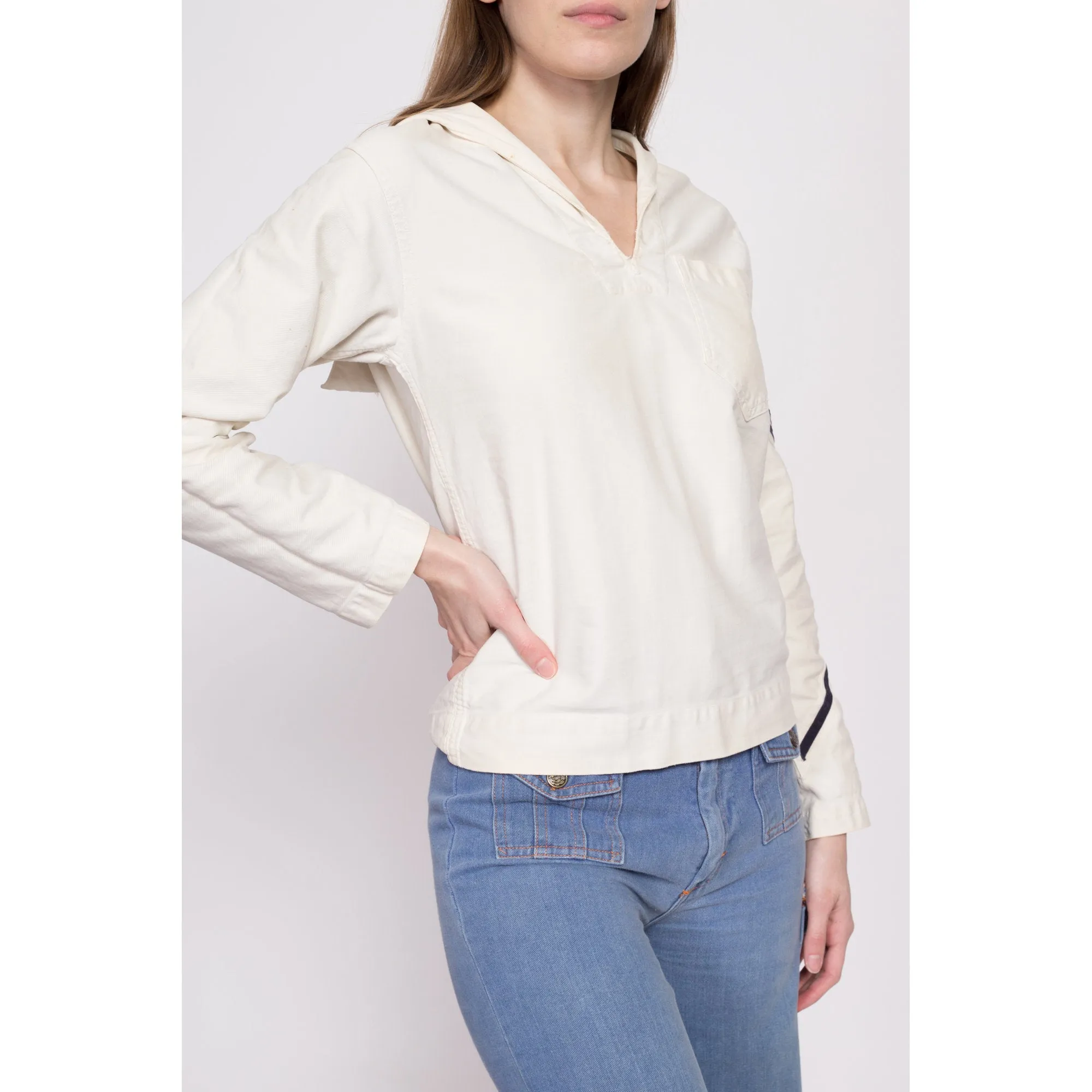 1940s US Navy Middy Sailor Shirt - Extra Small