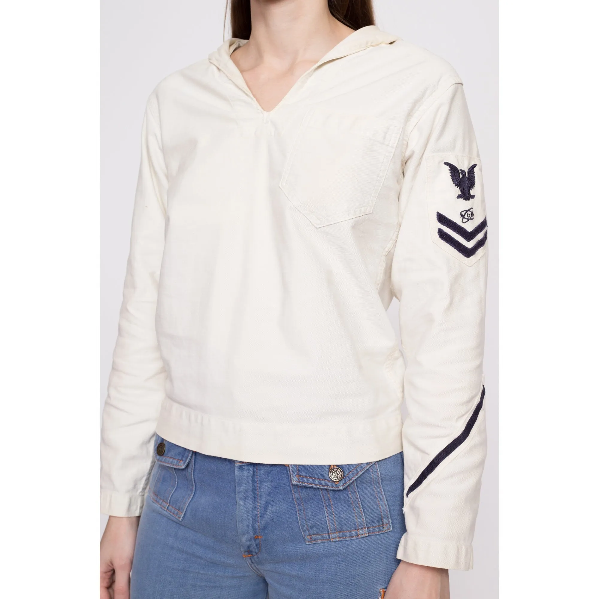1940s US Navy Middy Sailor Shirt - Extra Small