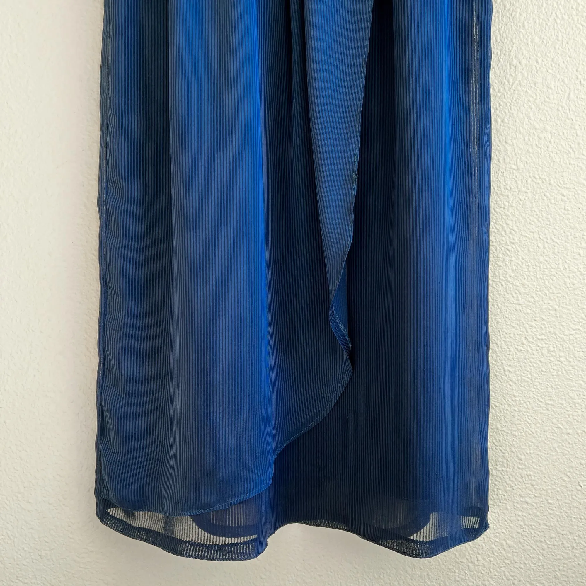 1970s Blue Chiffon Faux Wrap Dress (S/M)