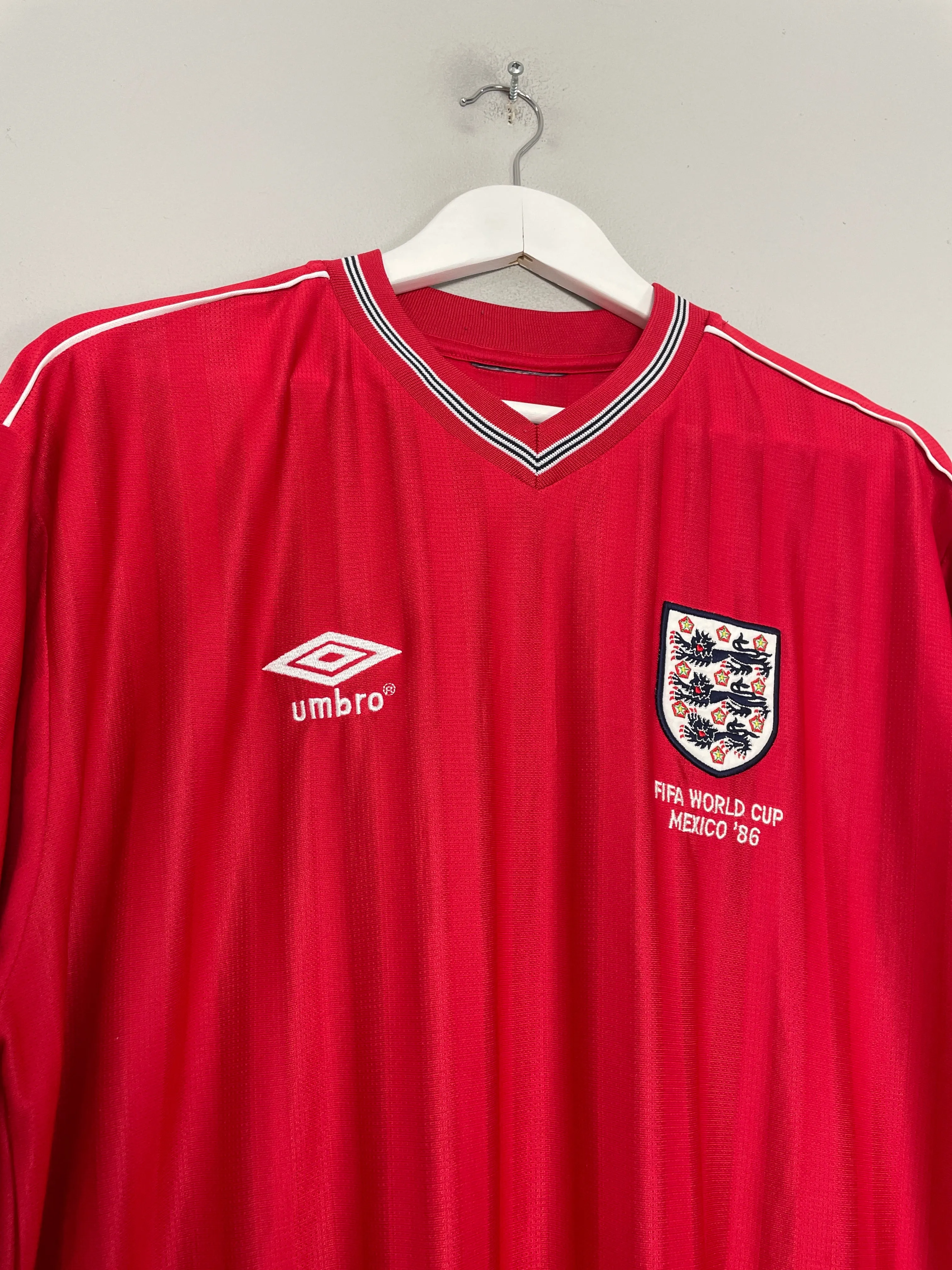 1986 ENGLAND #7 RE-ISSUE AWAY SHIRT (XL) UMBRO