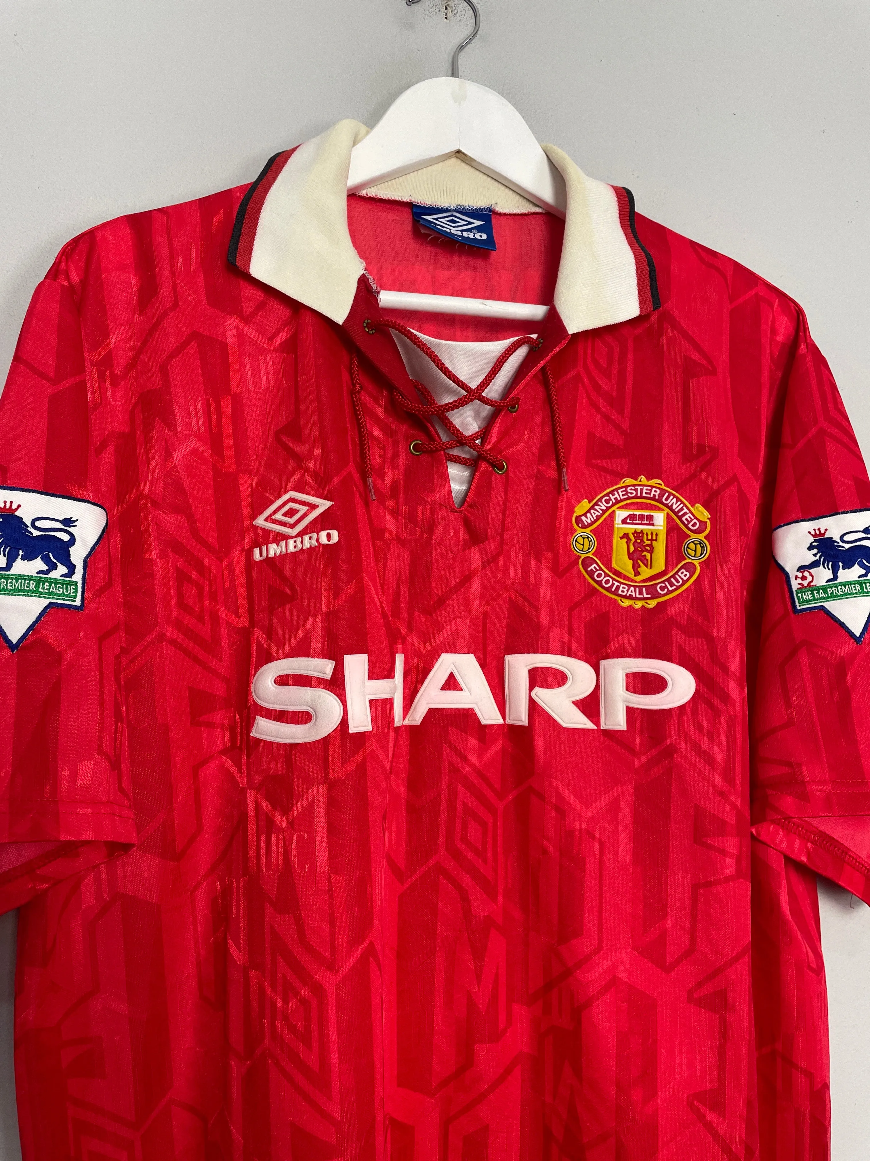 1992/94 MANCHESTER UNITED CANTONA #7 HOME SHIRT (XL) UMBRO