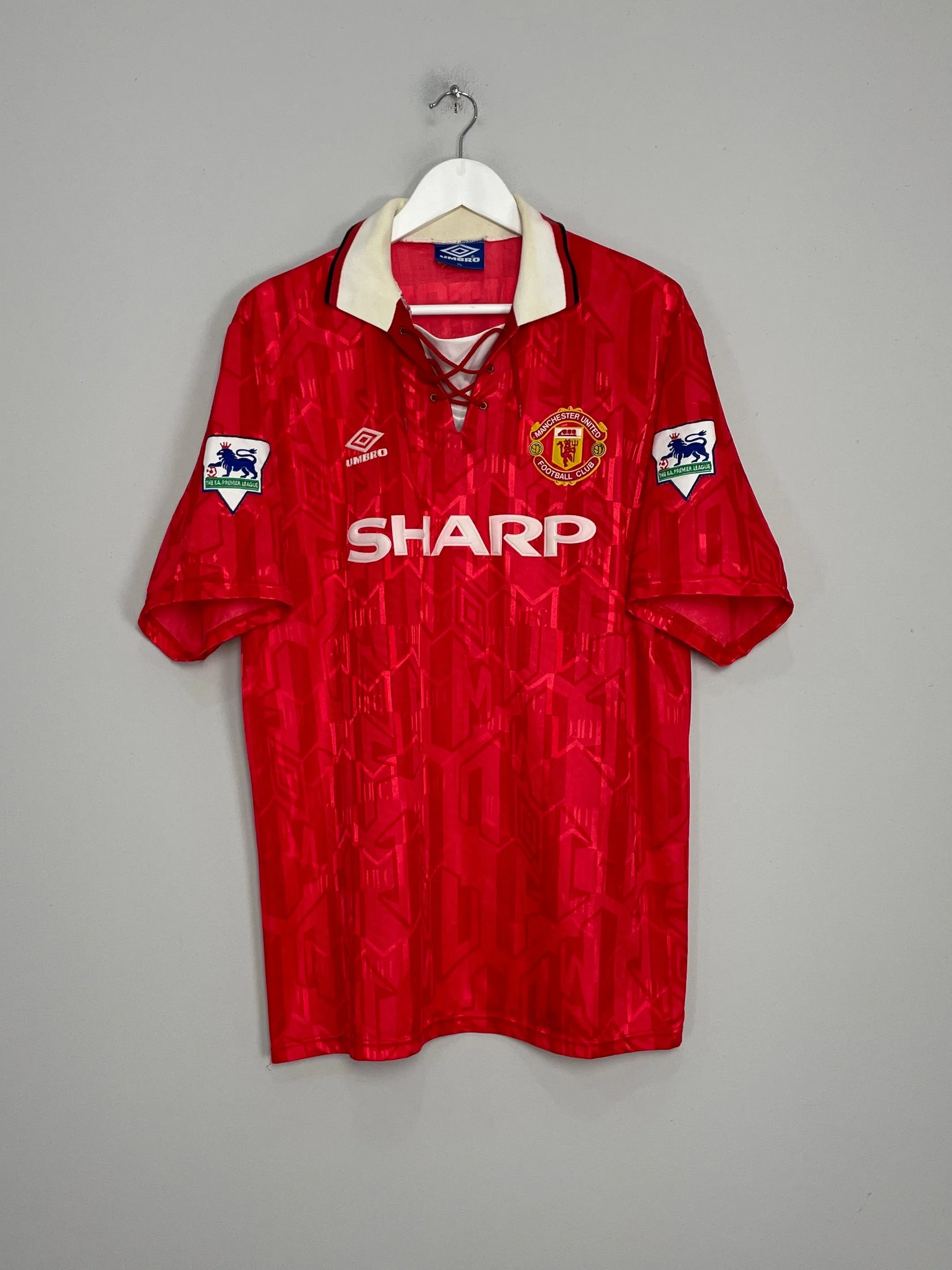 1992/94 MANCHESTER UNITED CANTONA #7 HOME SHIRT (XL) UMBRO