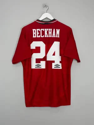 1994/96 MANCHESTER UNITED BECKHAM #24 HOME SHIRT (L) UMBRO