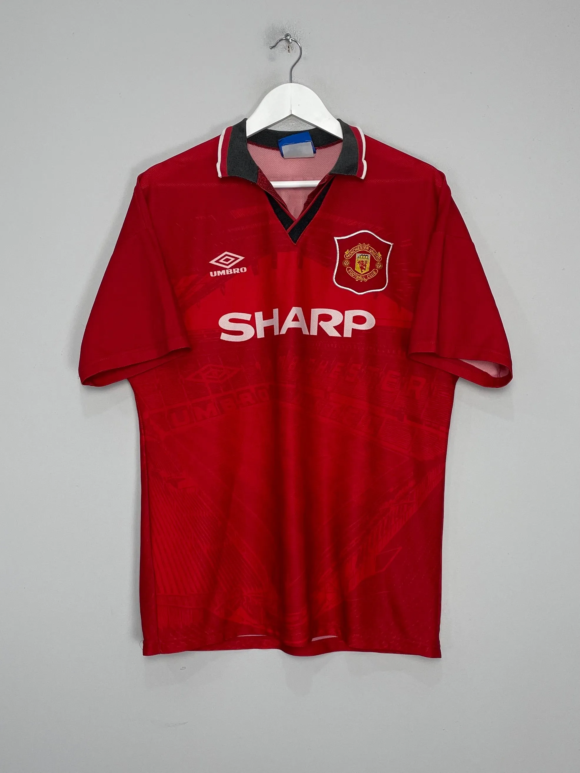 1994/96 MANCHESTER UNITED BECKHAM #24 HOME SHIRT (L) UMBRO