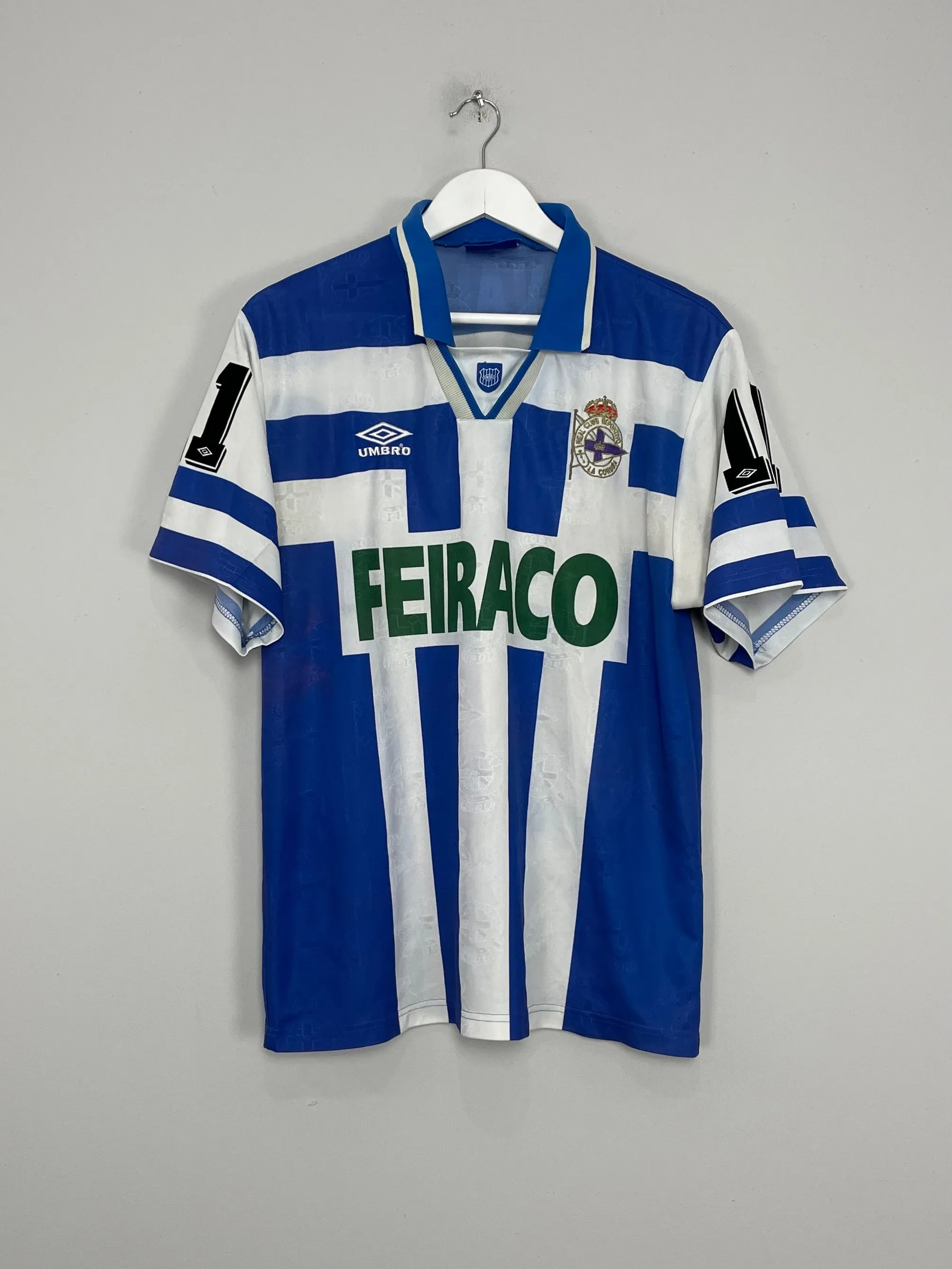 1995/97 DEPORTIVO LA CORUNA RIVALDO #11 HOME SHIRT (L) UMBRO