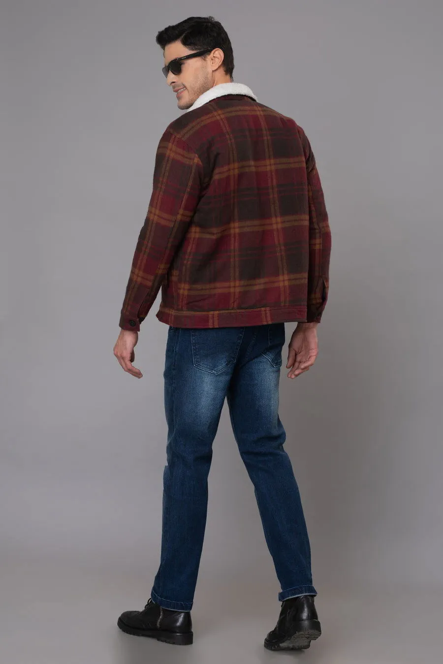 4 POCKETS WINE CHECKS JACKET