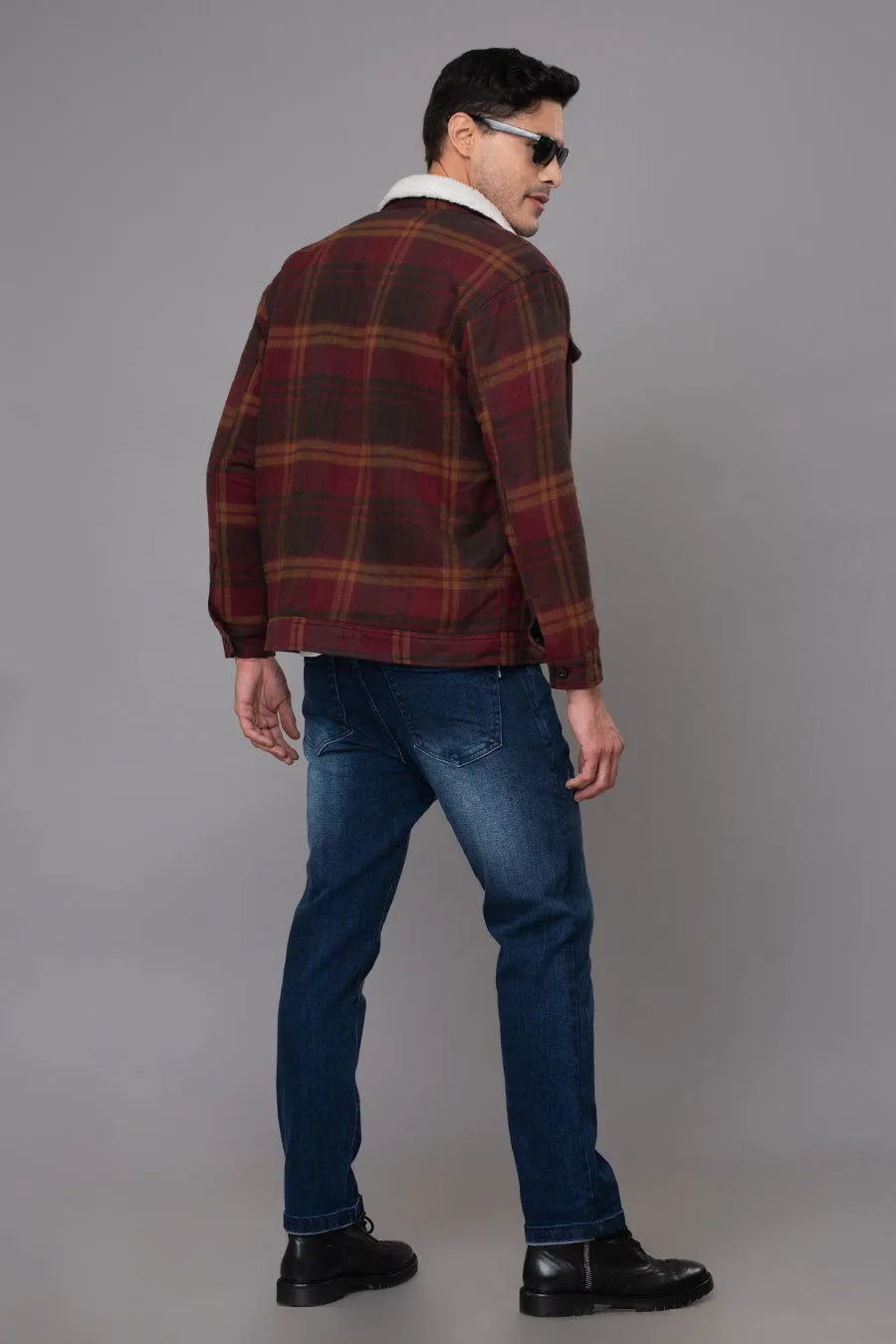 4 POCKETS WINE CHECKS JACKET