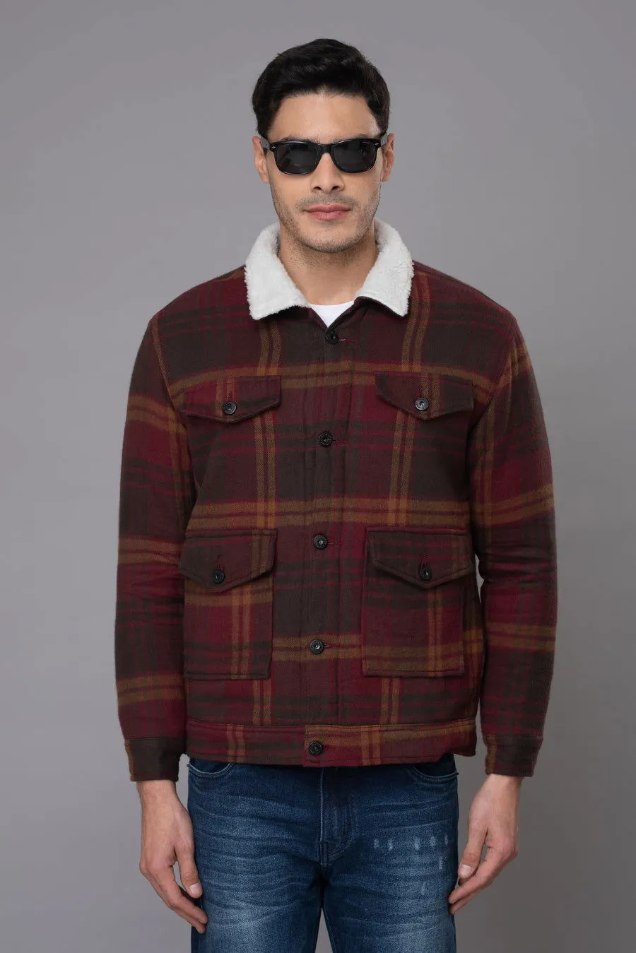 4 POCKETS WINE CHECKS JACKET