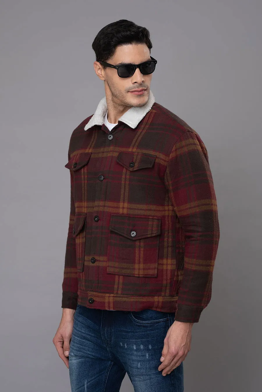 4 POCKETS WINE CHECKS JACKET