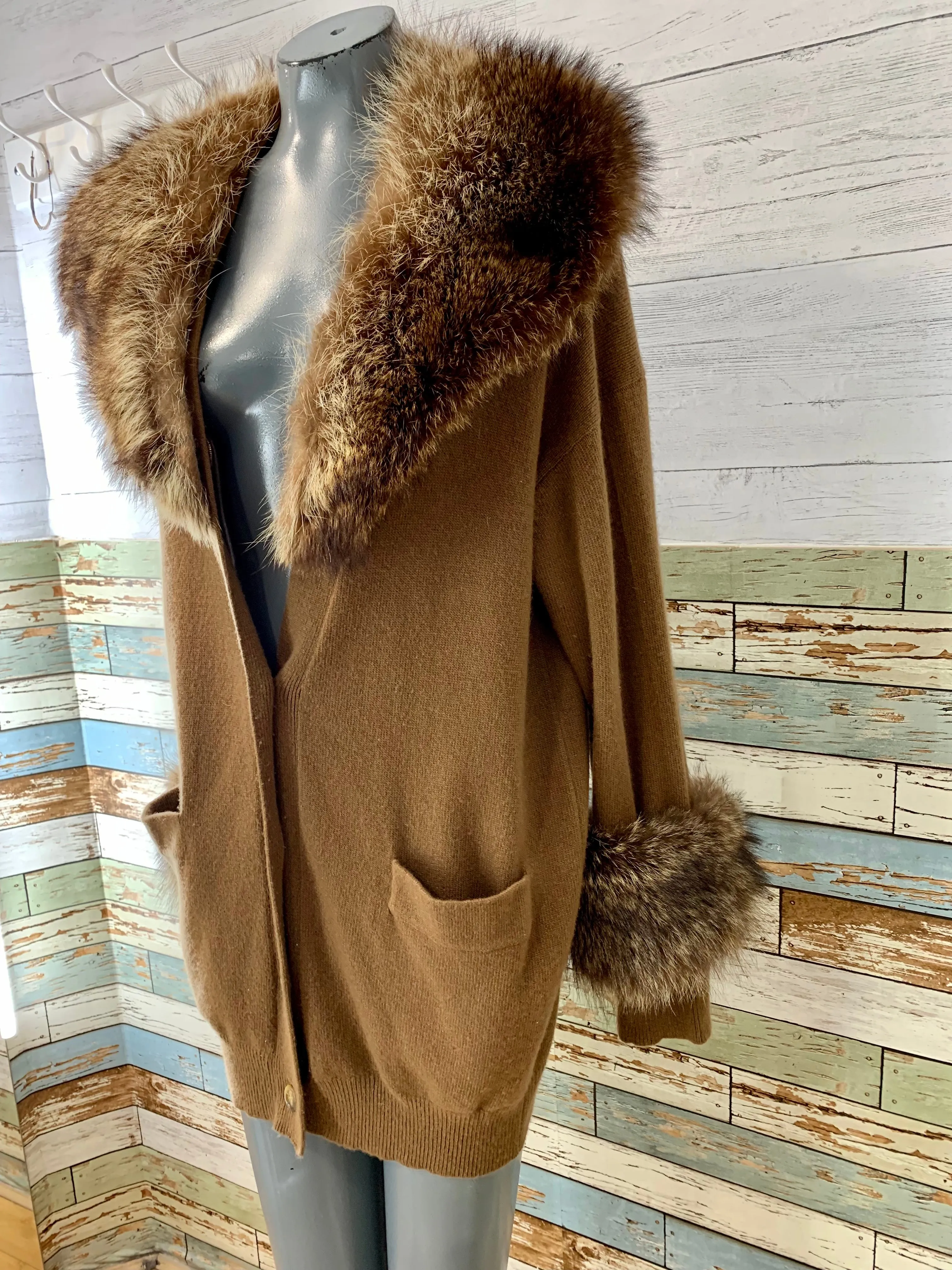 90’s Fur Collar and Cashmere Coat by Donna Karan