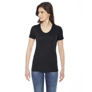 American Apparel Women's Heather Black Poly-Cotton Short-Sleeve Crewneck