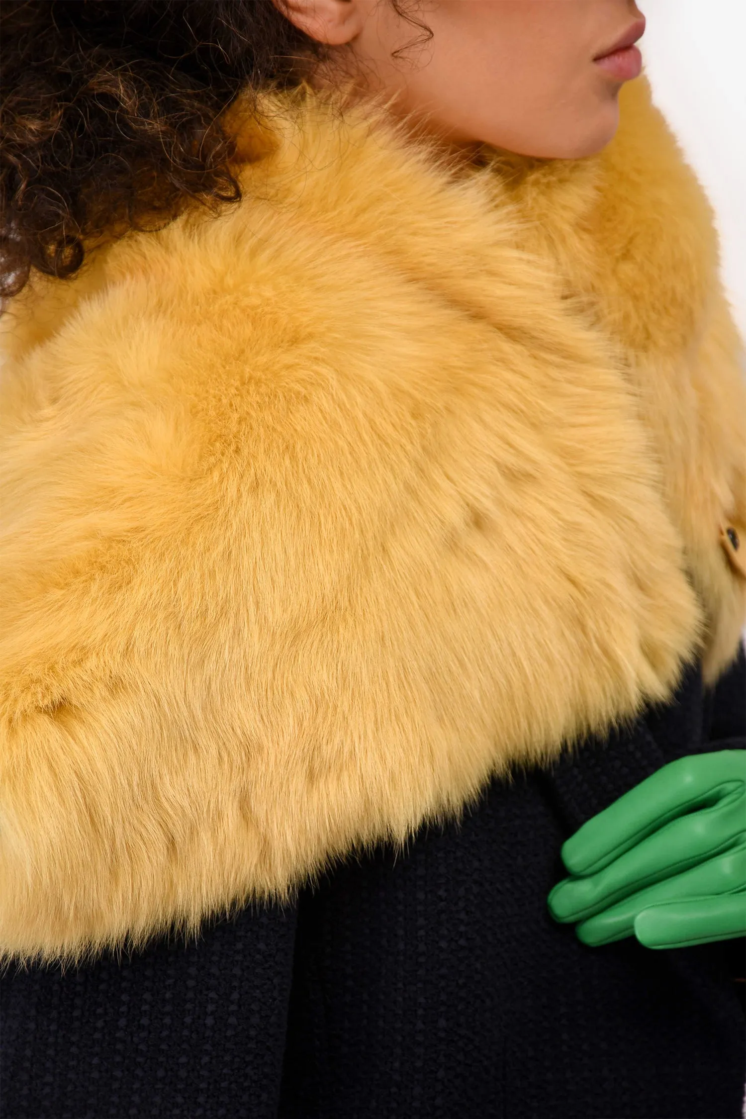 Annette Gortz Yellow 'Nando' Lambskin/Fur Collar