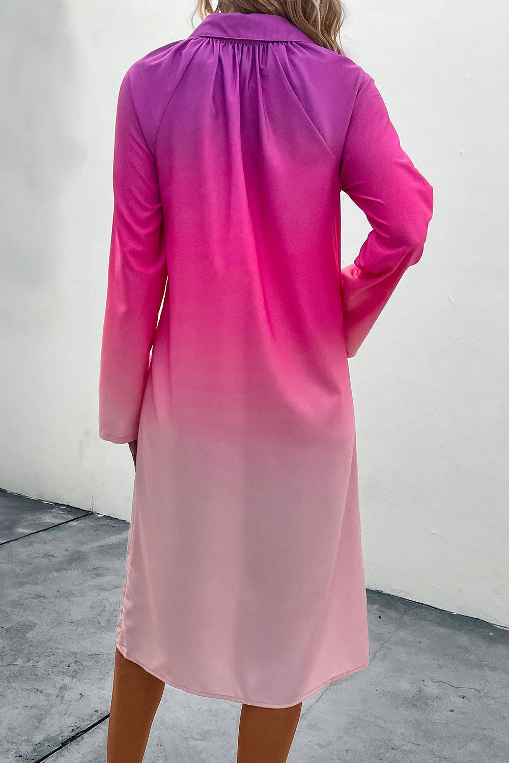 *APP EXCLUSIVE* Ombre Long Sleeve Shirt Dress