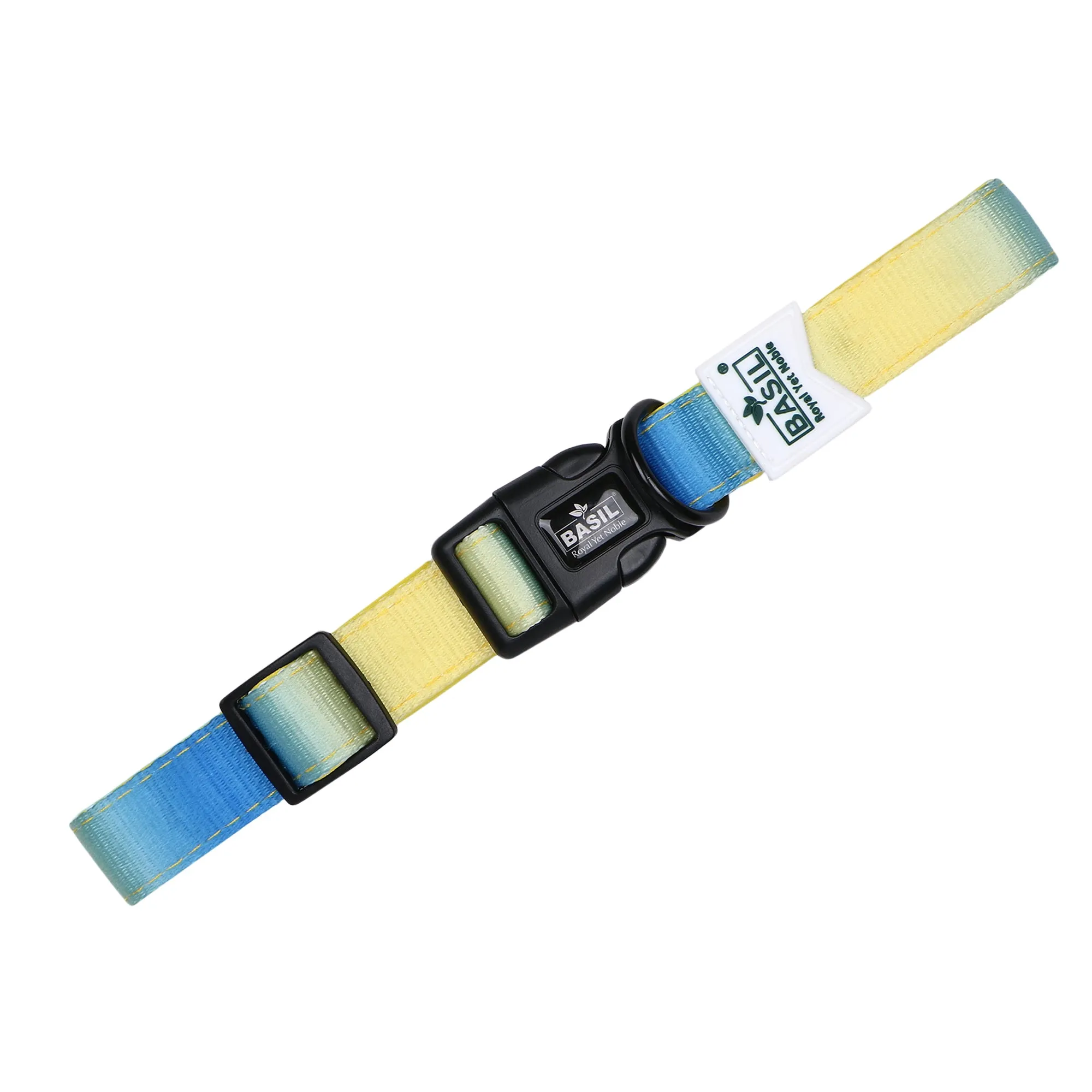 Basil Printed Adjustable Collar for Dogs ,cats & Puppies (Blue & Yellow)