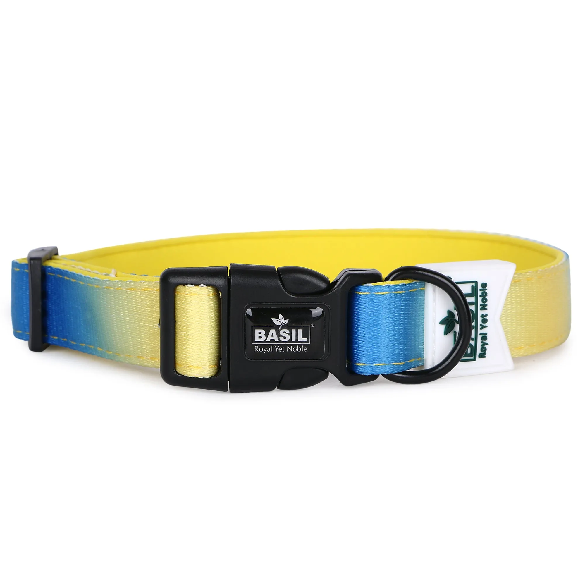 Basil Printed Adjustable Collar for Dogs ,cats & Puppies (Blue & Yellow)