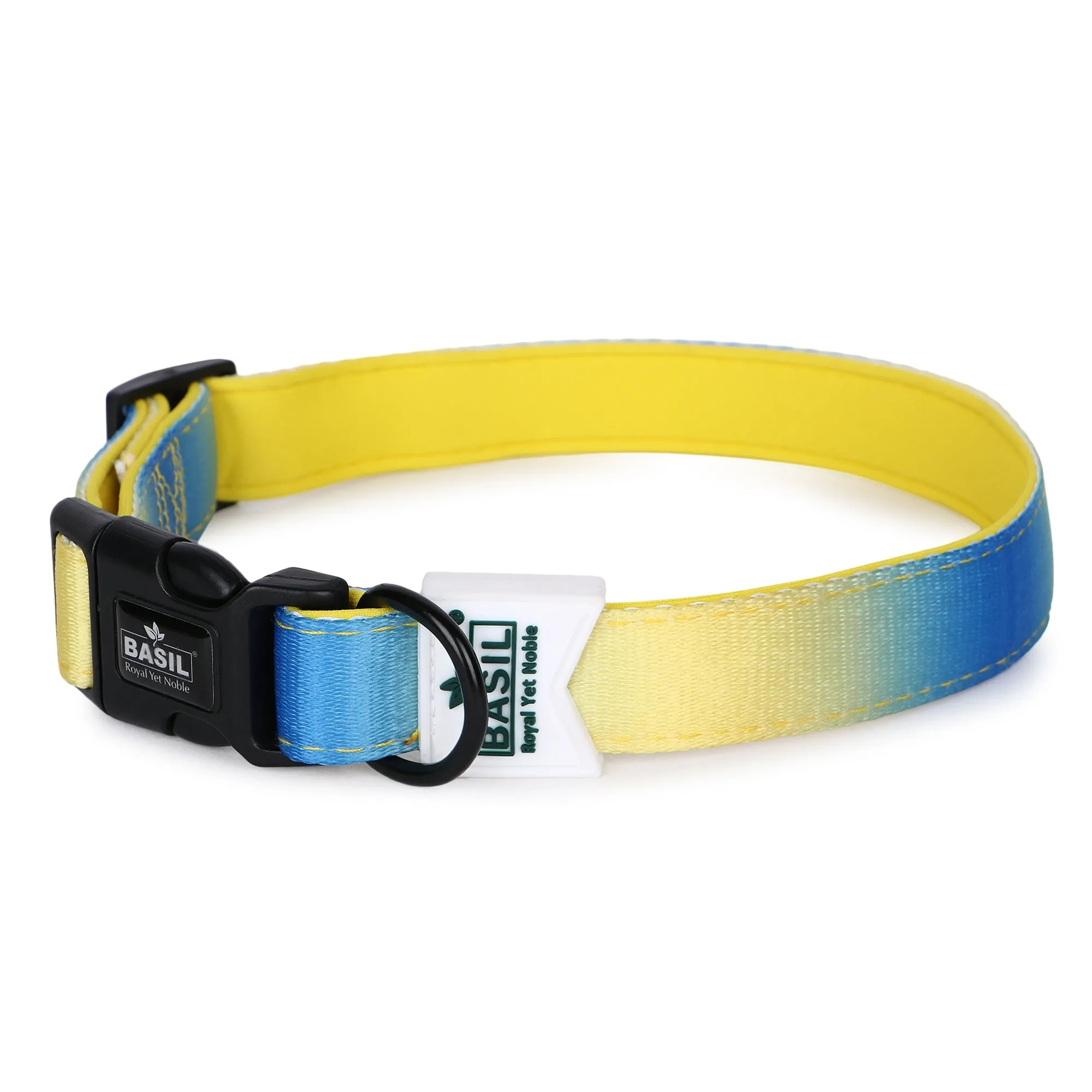 Basil Printed Adjustable Collar for Dogs ,cats & Puppies (Blue & Yellow)