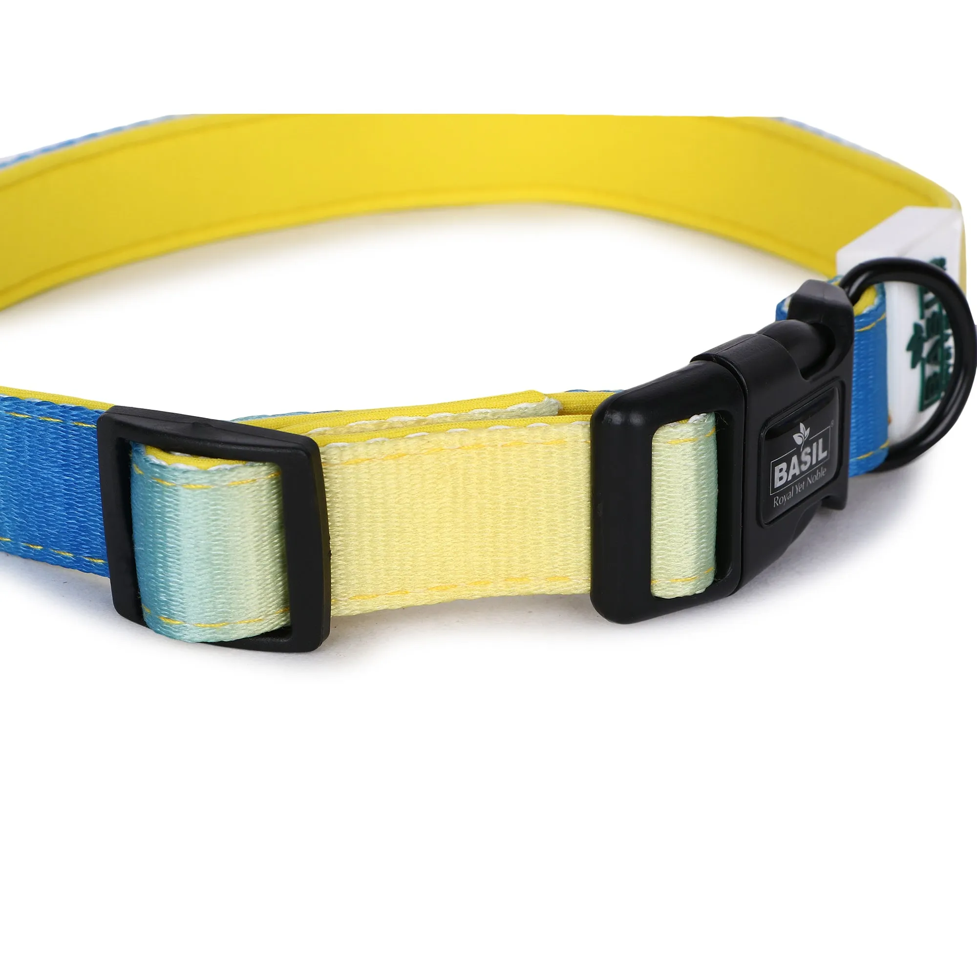 Basil Printed Adjustable Collar for Dogs ,cats & Puppies (Blue & Yellow)