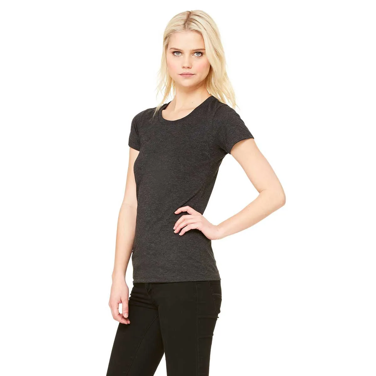 Bella   Canvas Women's Charcoal-Black Triblend Short-Sleeve T-Shirt