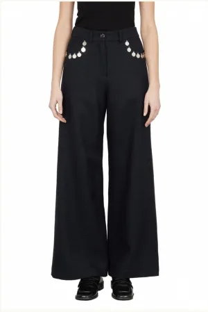 Benjamin Benmoyal - Houndstooth Wool Trousers: Navy
