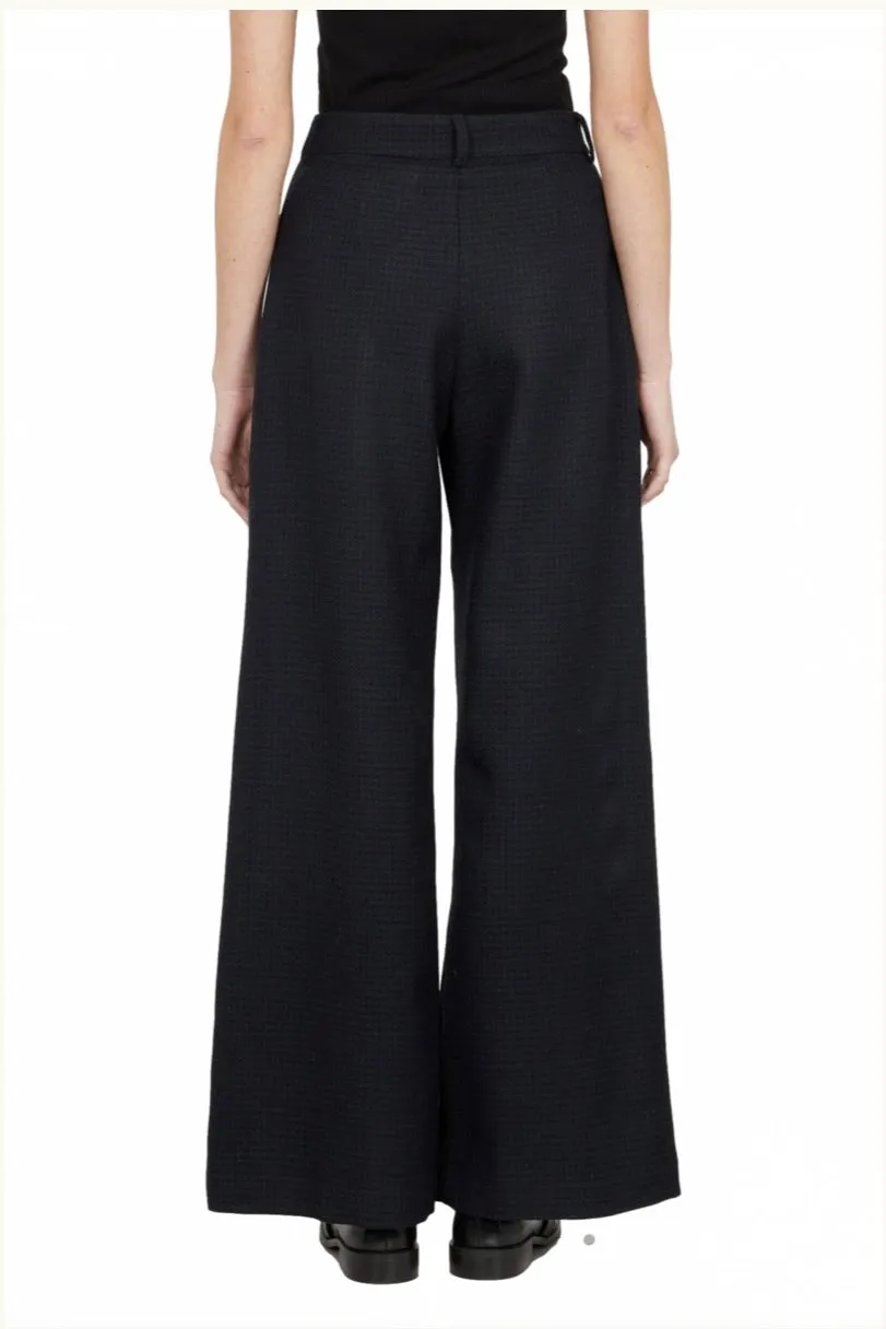 Benjamin Benmoyal - Houndstooth Wool Trousers: Navy