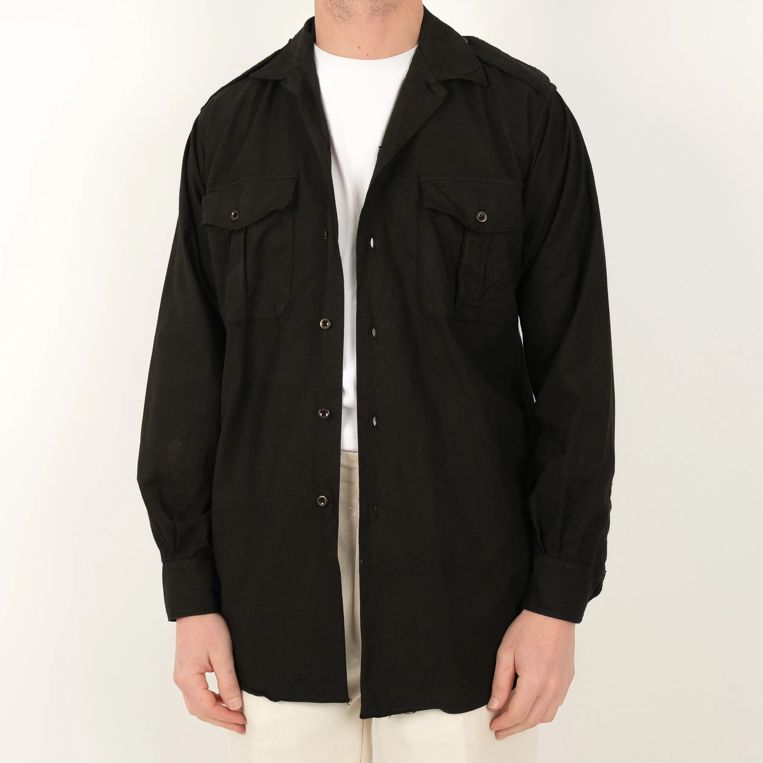 BLACK CAMP COLLAR SAFARI SHIRT