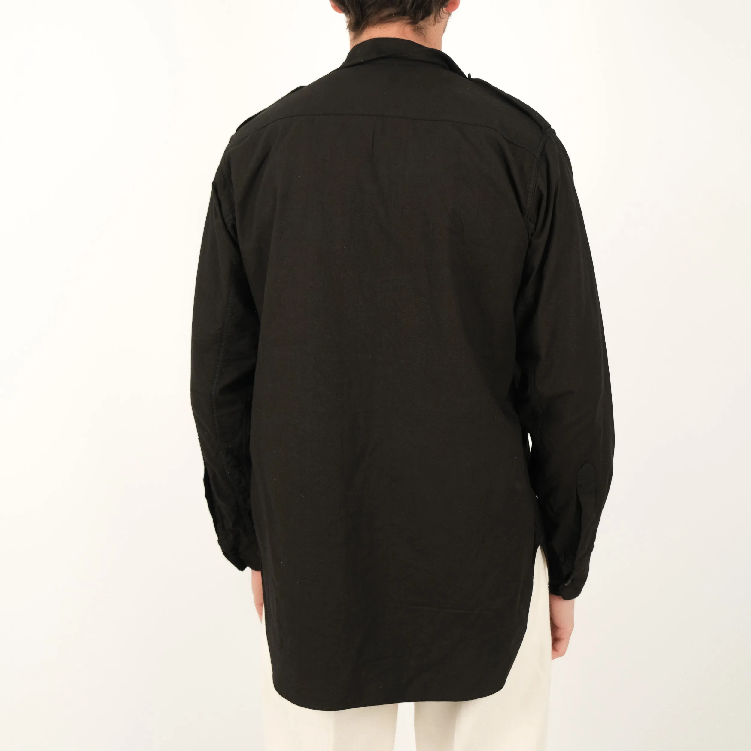 BLACK CAMP COLLAR SAFARI SHIRT