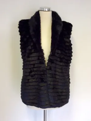 BLACK FAUX FUR GILET SIZE M/L