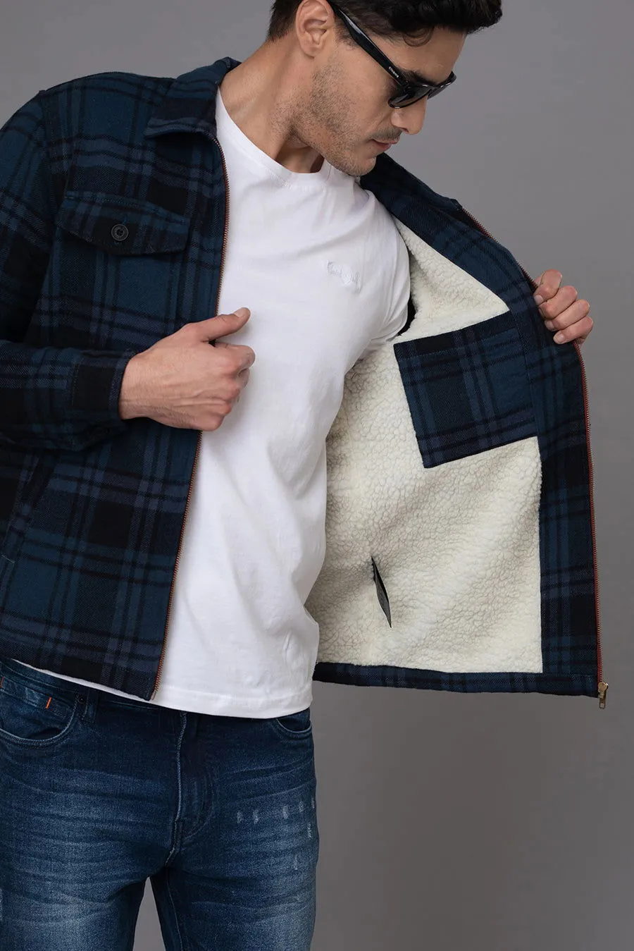 Blue and Black check Shacket