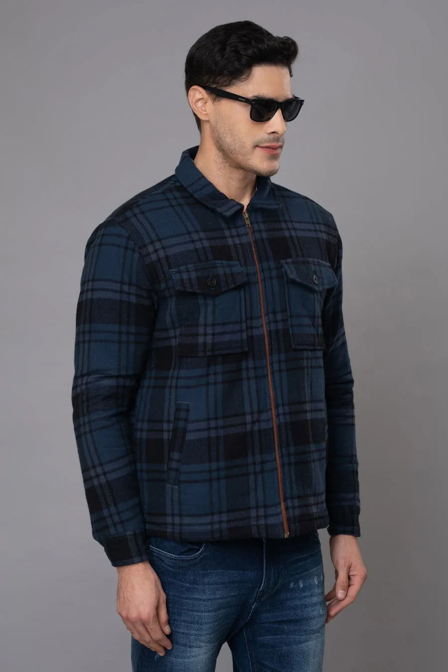 Blue and Black check Shacket