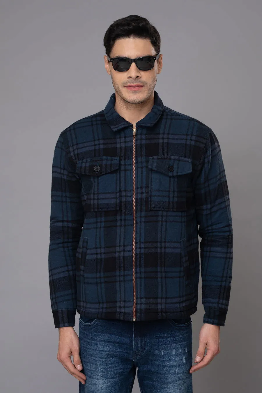 Blue and Black check Shacket