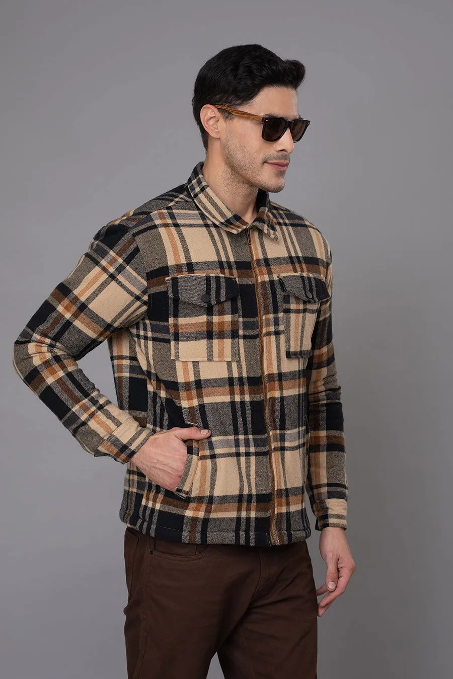 Brown oxford checks Shacket