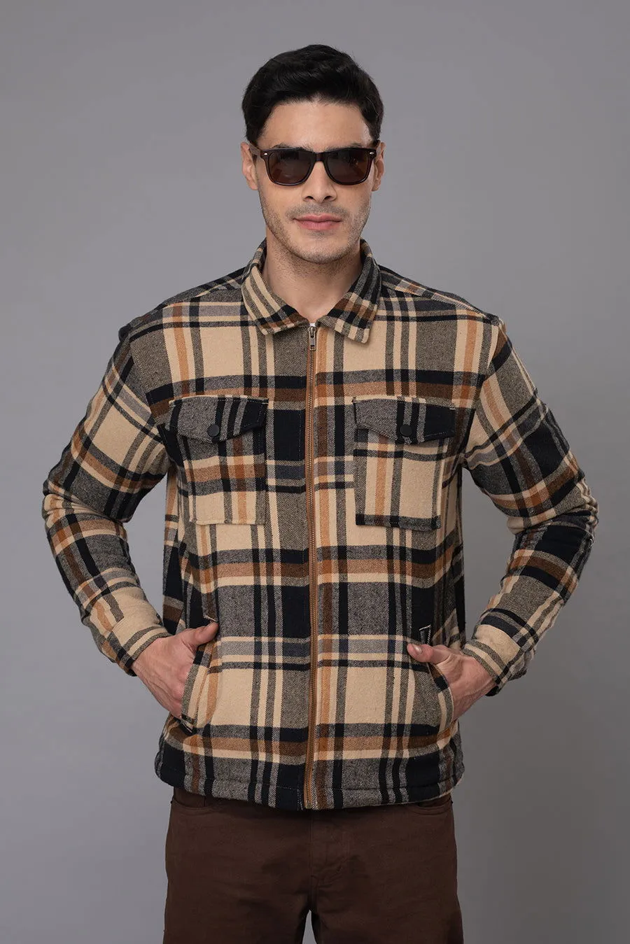 Brown oxford checks Shacket