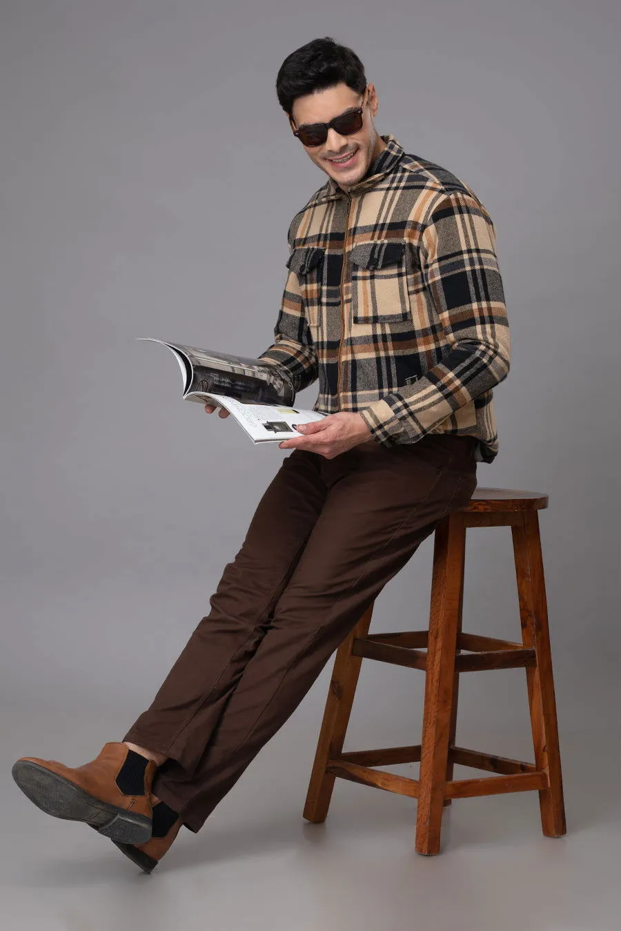 Brown oxford checks Shacket