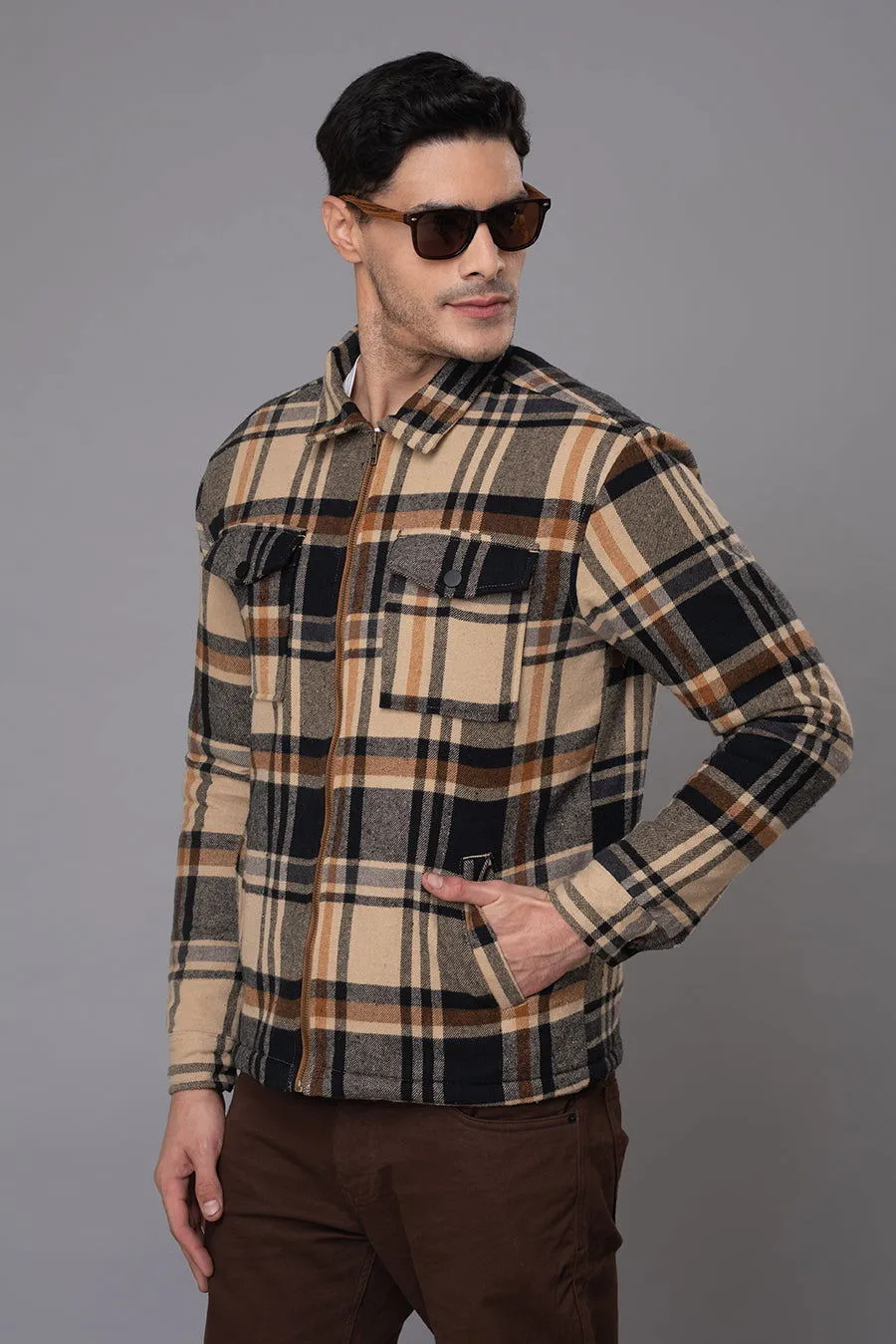 Brown oxford checks Shacket
