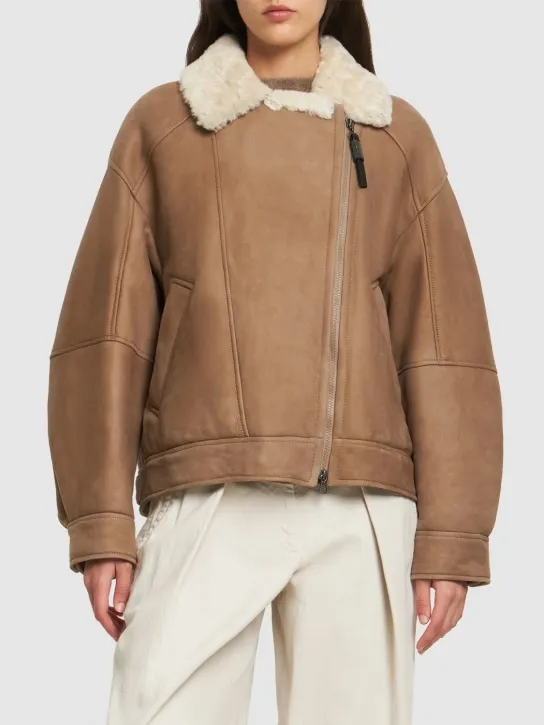 Brunello Cucinelli   Shearling leather jacket w/ zip 