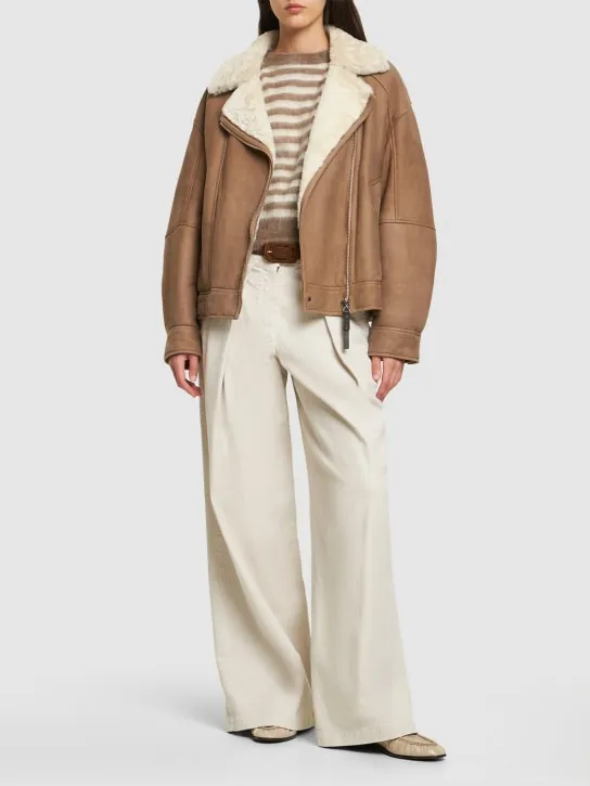 Brunello Cucinelli   Shearling leather jacket w/ zip 