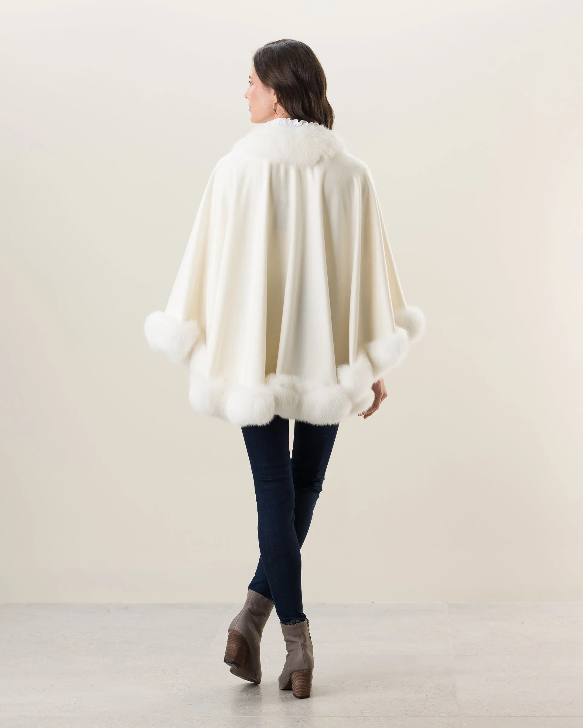 Cervinia Fur Trimmed Cashmere Cape Petite Length