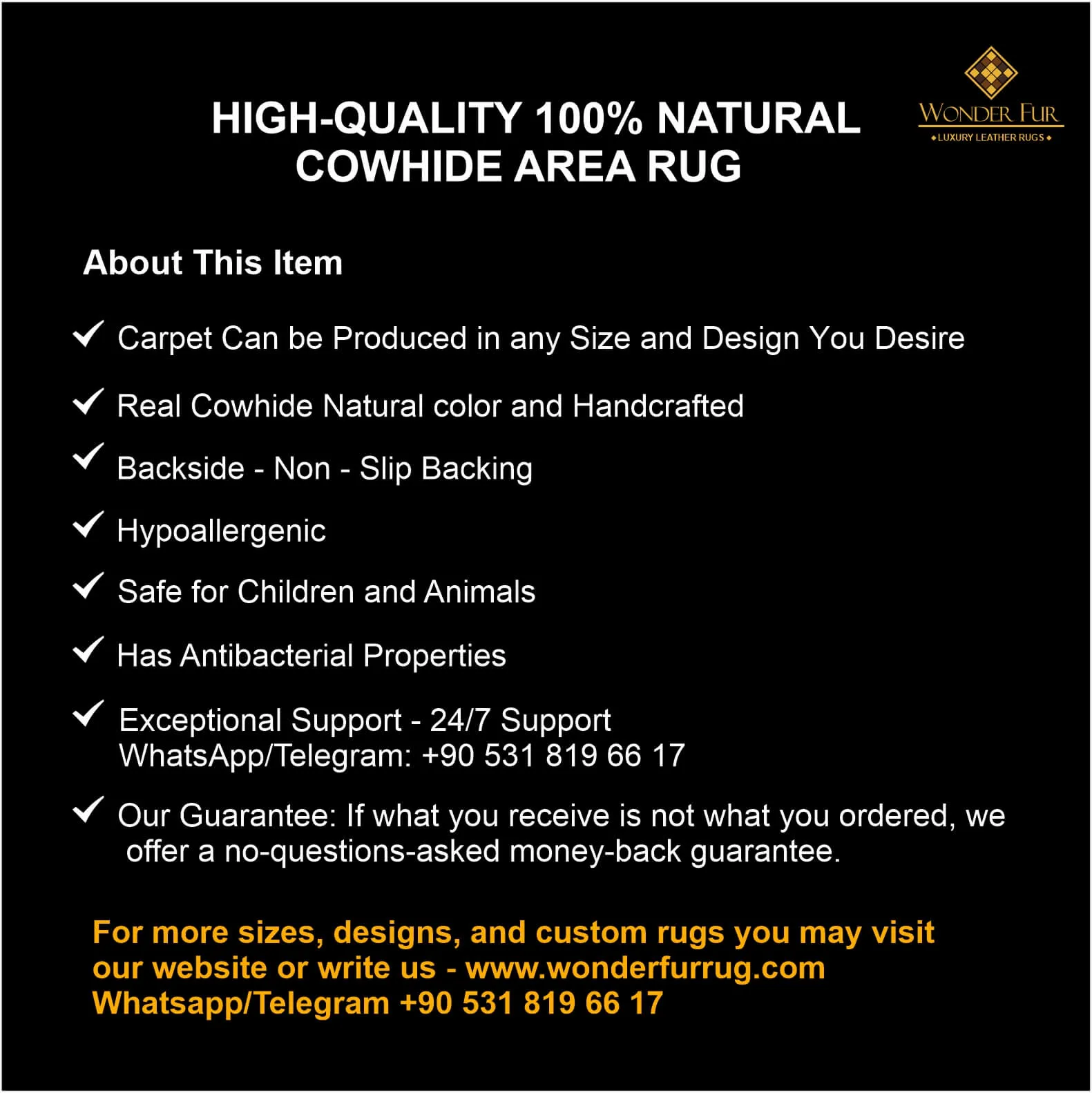 Customized Mixed Brown Natural Handmade Cowhide Area Rug Elegant Carpet