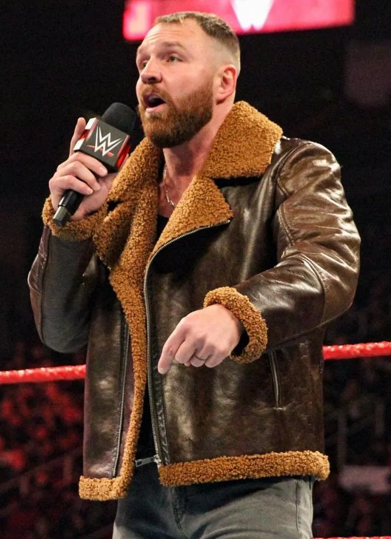 Dean Ambrose Brown Faux Shearling Style Real Leather Jacket by TJS