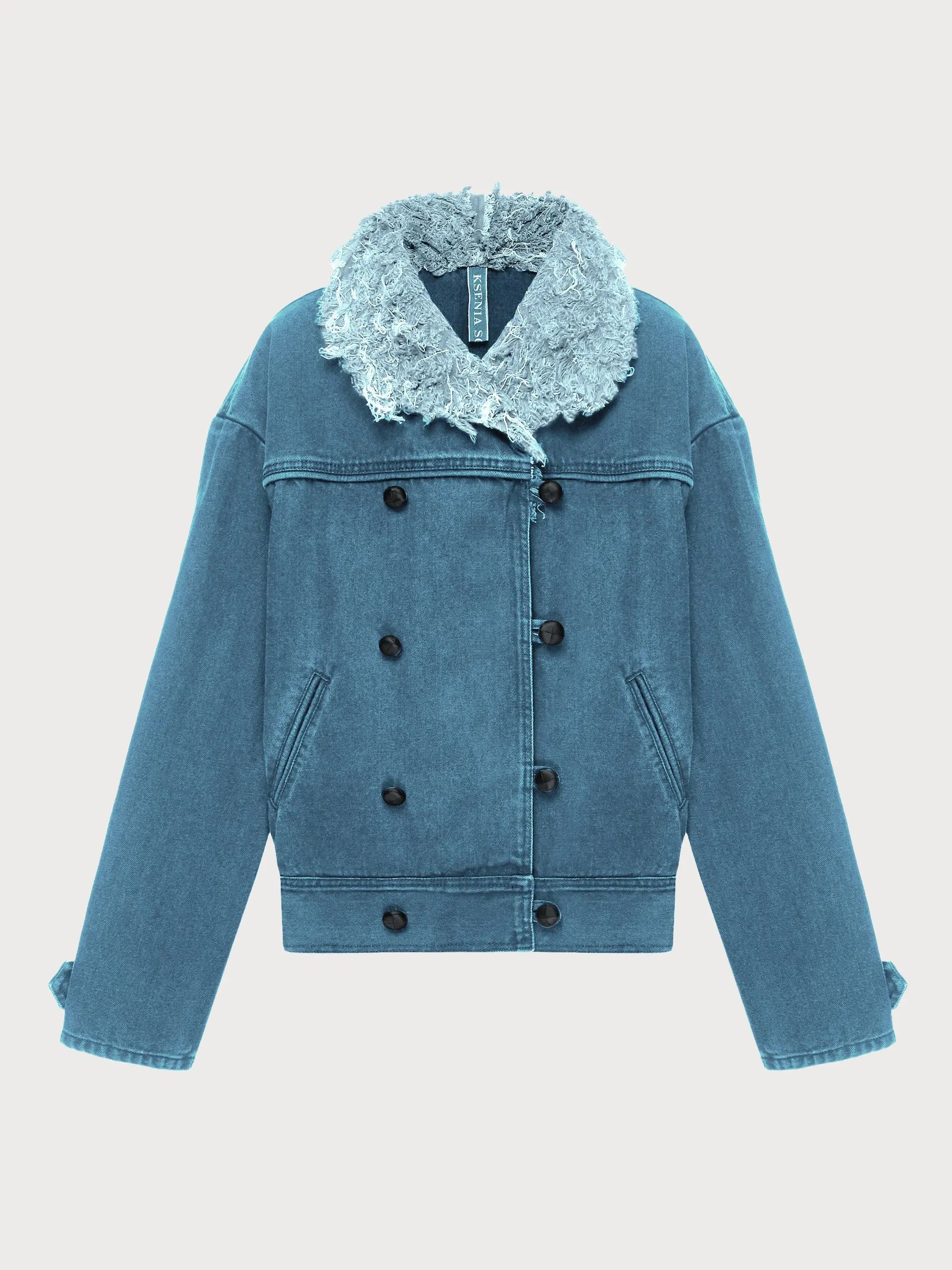 Denim Jacket with Denim Fur Collar
