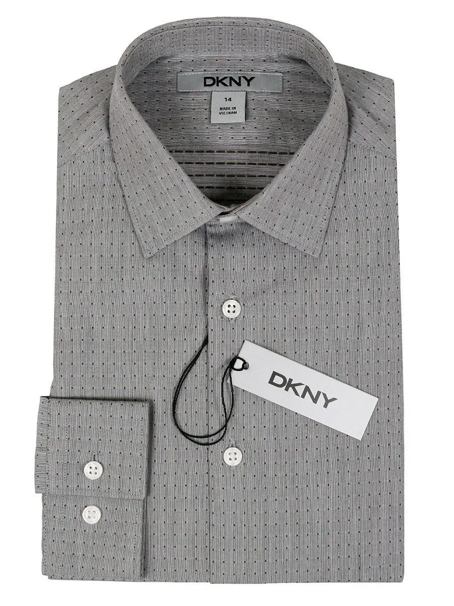 DKNY 24154 100% Cotton Boy's Dress Shirt - Dot - Gray
