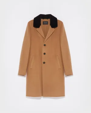 Double-Sided Wool-Cashmere Fabric Coat With Mink Collar