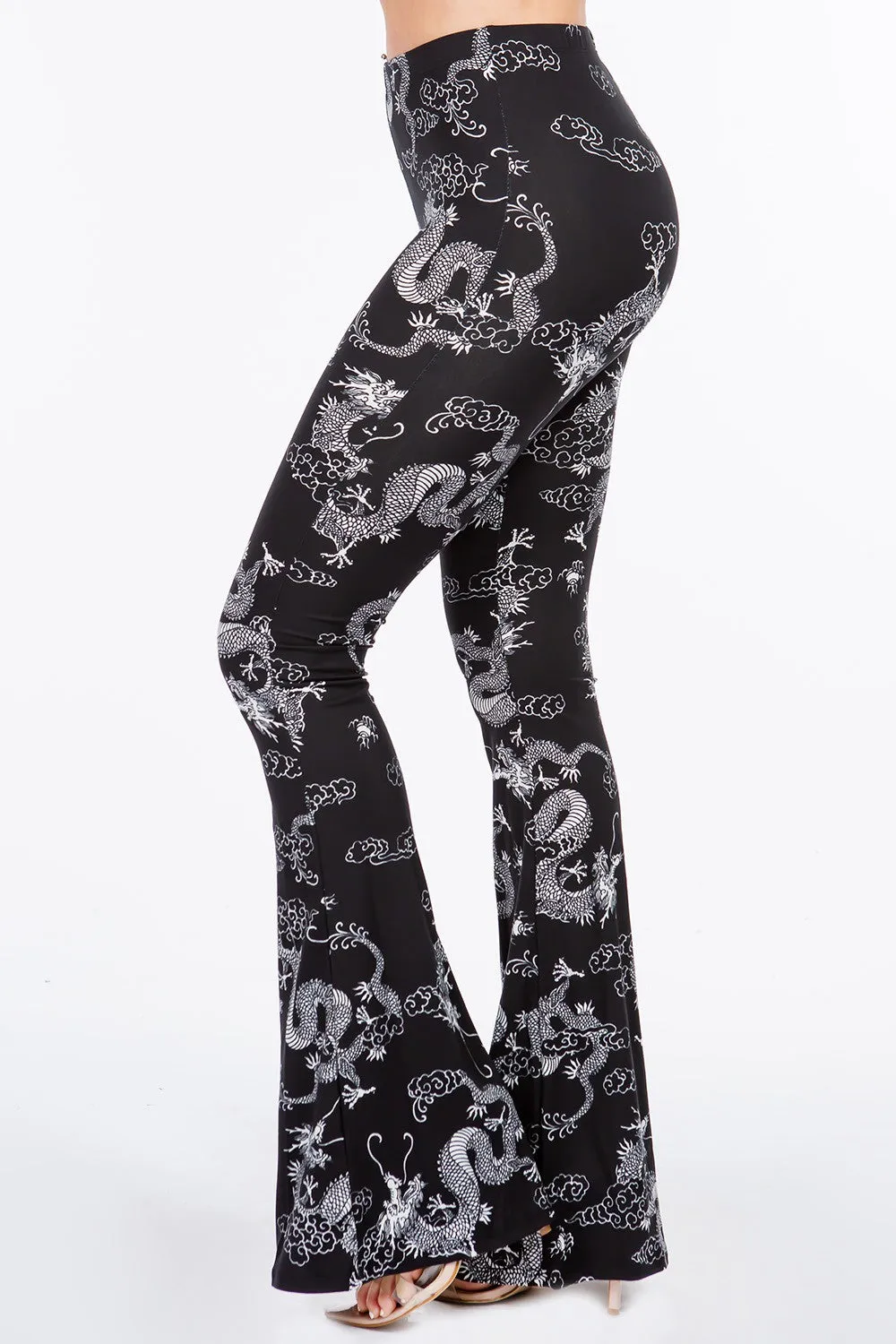 Dragon Print Bell Bottoms