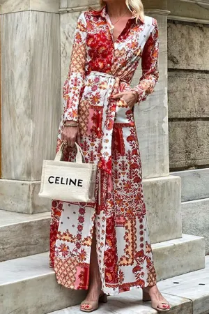 Elegant Floral Pocket Frenulum Turndown Collar Shirt Dress Dresses Elegant Floral Pocket Frenulum Turndown Collar Shirt Dress Dresses