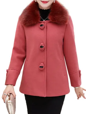 Faux Fur Collar Thicken Women Coats