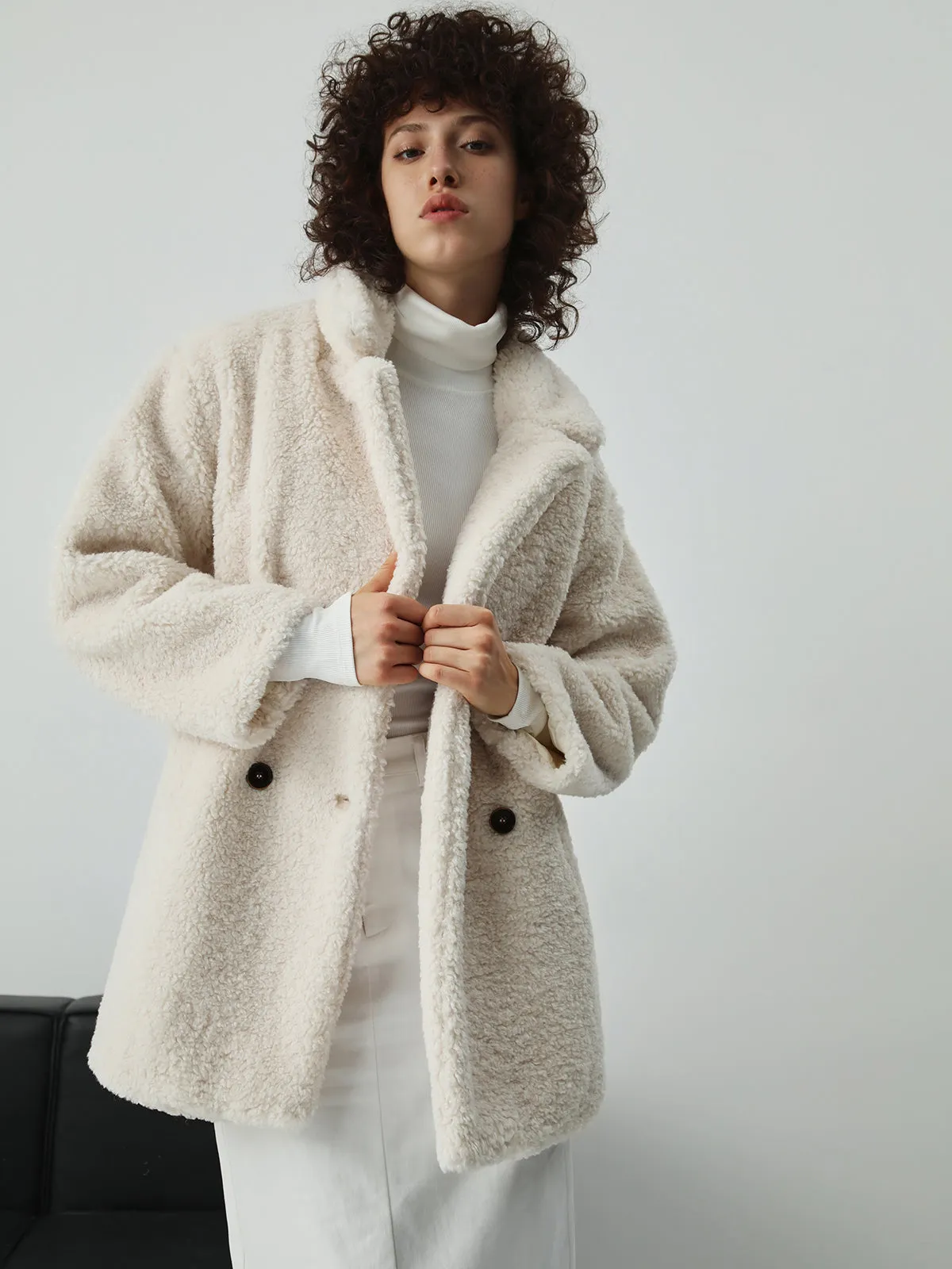 Faux Fur Graceful Open Collar Jacket