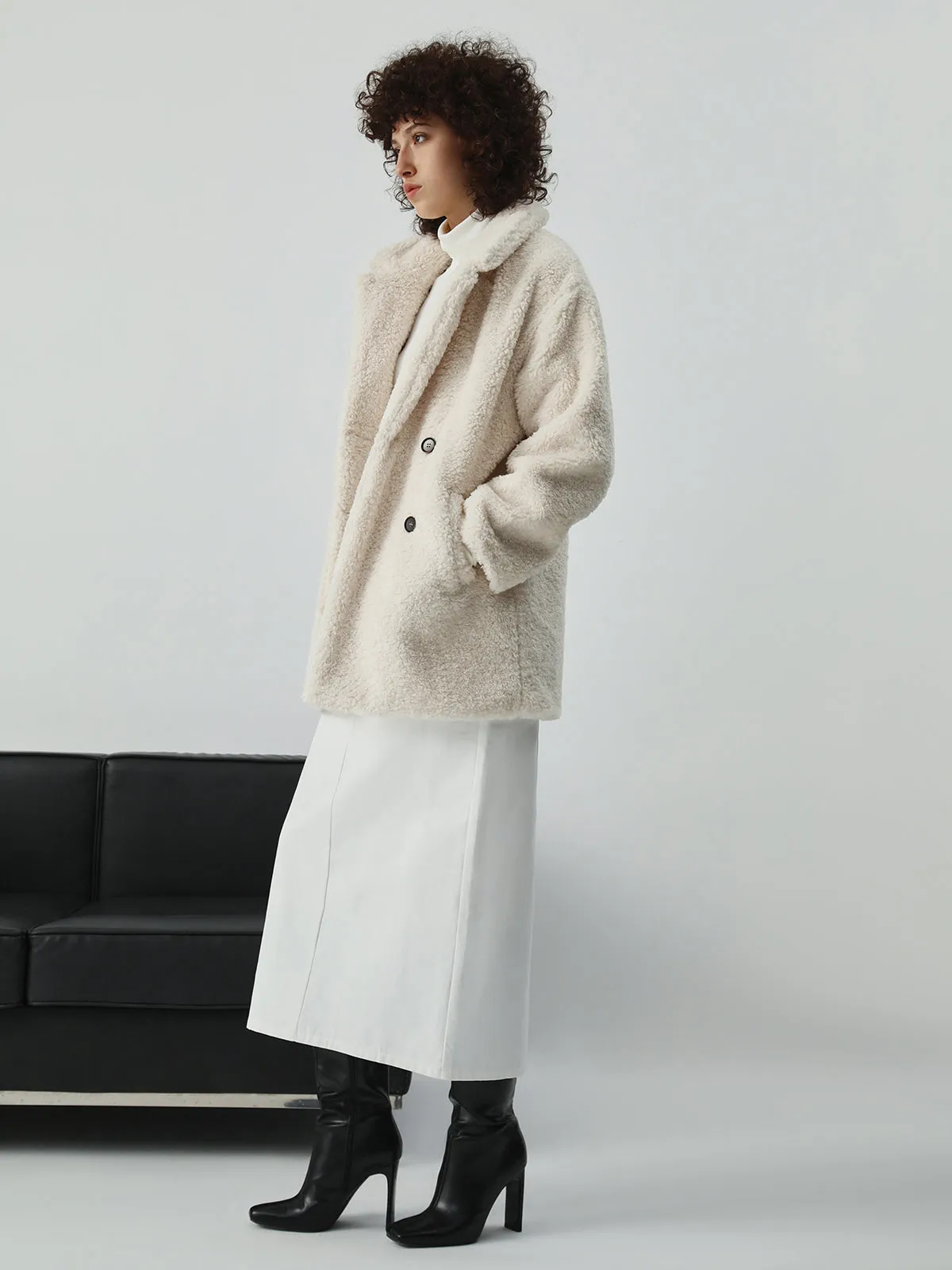 Faux Fur Graceful Open Collar Jacket