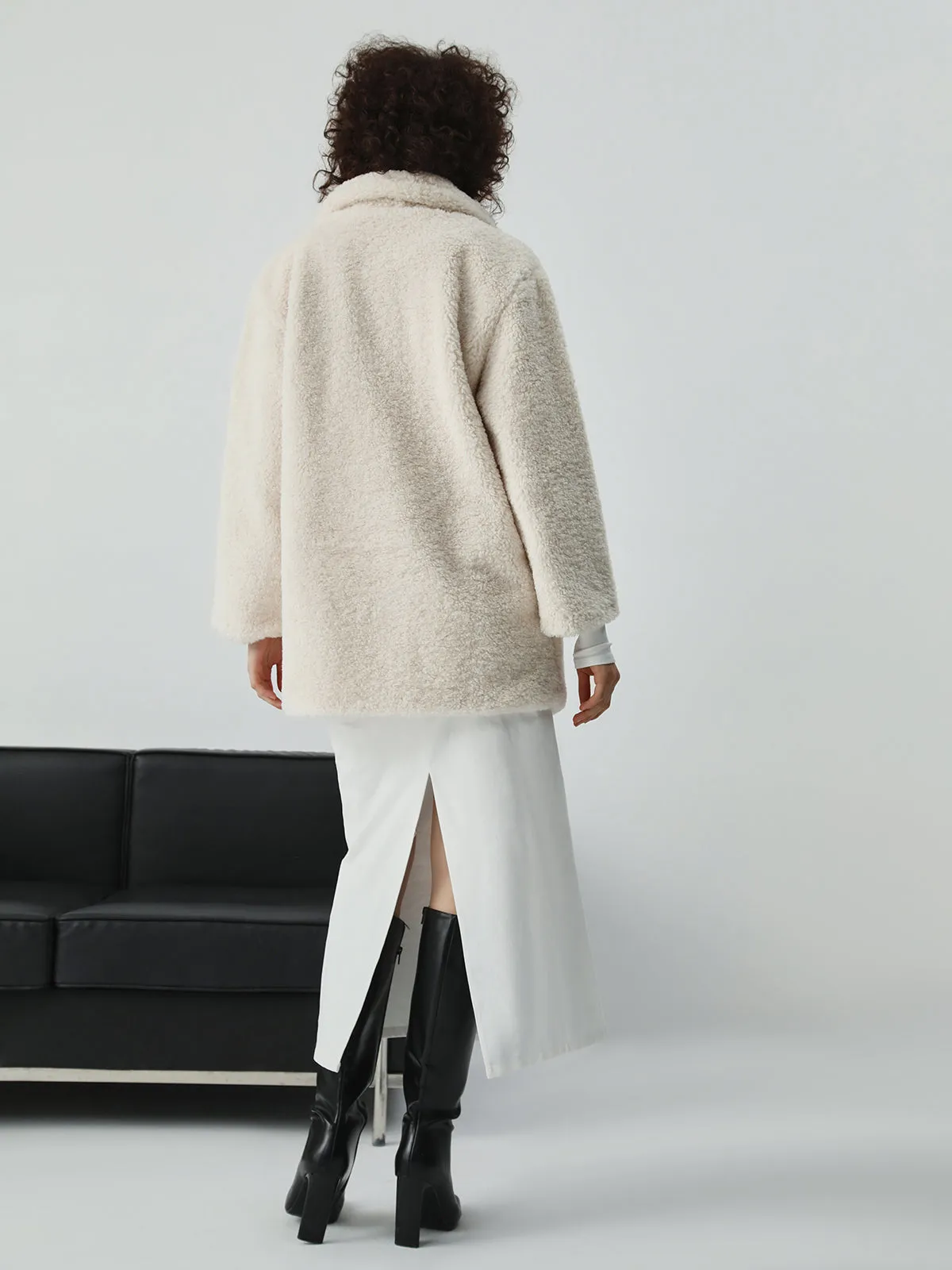 Faux Fur Graceful Open Collar Jacket